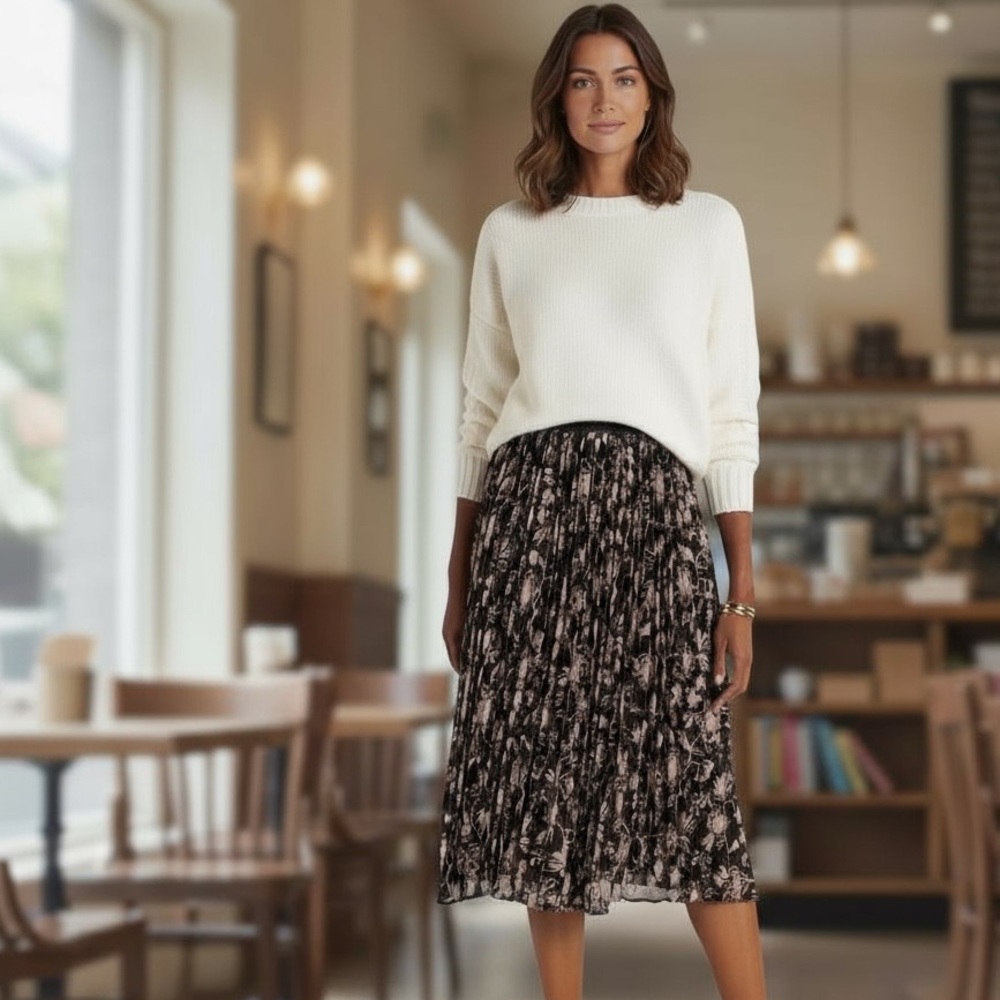 NWT Sanctuary Women’s Strawberry Fields Pleated Midi Skirt Fall Thanksgiving